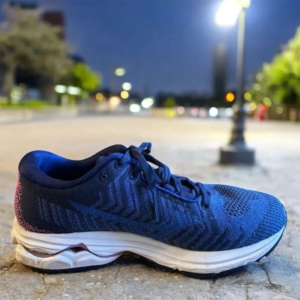 Mizuno Wave Rider Waveknit Navy Blue Women's Athletic Shoes
